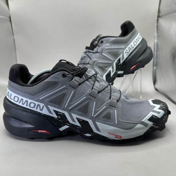 Salomon Speedcross 6 Gray Black Mens Size 11 US Trail Running Shoes Contagrip - Picture 1 of 10